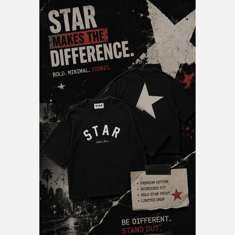 تیشتر باکسی مدل STAR (آستین سه ربع)